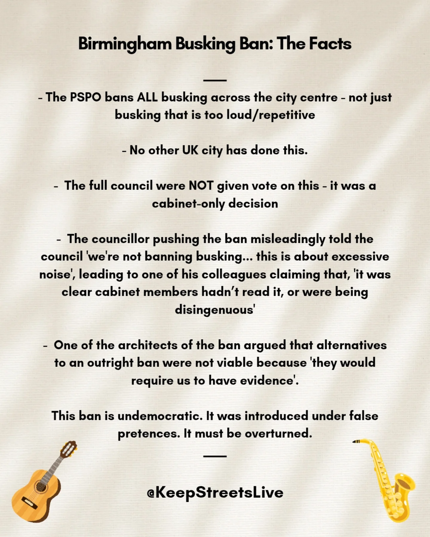 The voices speaking out against the busking ban in Birmingham are growing. Thank